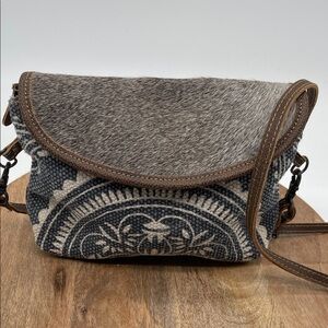 Myra Bag Gray and Brown Patterned Crossbody